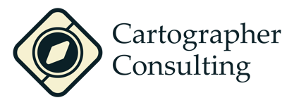 Cartographer Consulting Logo Full Color Primary Blue Text